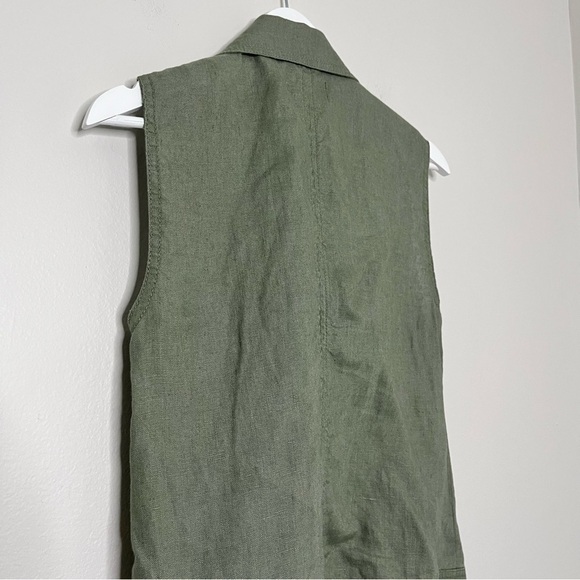 Michael Stars Linen Women's Sleeveless Moto Vest in Green Size XS - Picture 6 of 13
